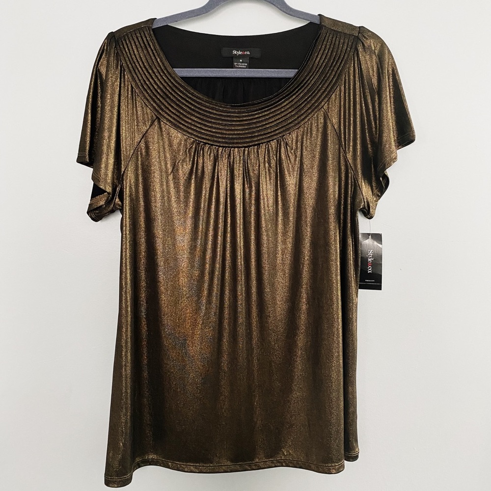 Style & Co. Gold Metallic Top